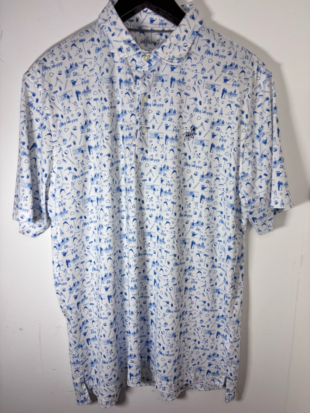 johnnie-O Ballpark Royal Blue Jersey Performance Polo Size Large